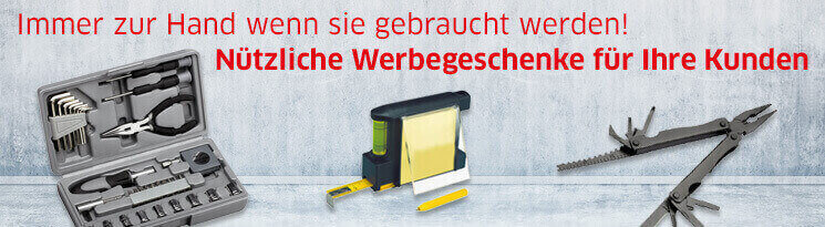 Mit Werkzeug und Ihrem aufgedrucktem Logo praktisch werben - Qualitätswerbeartikel im Saalfrank Onlineshop