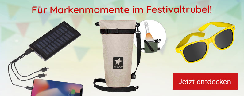 Werbeartikel für Festivals mit Logo bedrucken