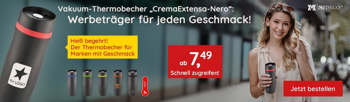  METMAXX® Vakuum-Thermobecher CremaExtensaNero bedrucken!