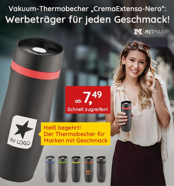  METMAXX® Vakuum-Thermobecher CremaExtensaNero bedrucken!