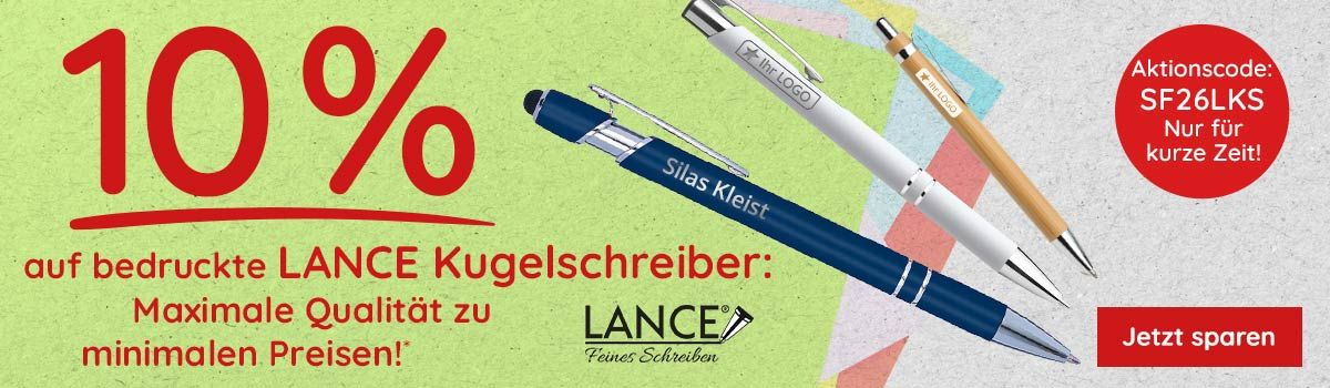 10% auf bedruckte LANCE Kugelschreiber