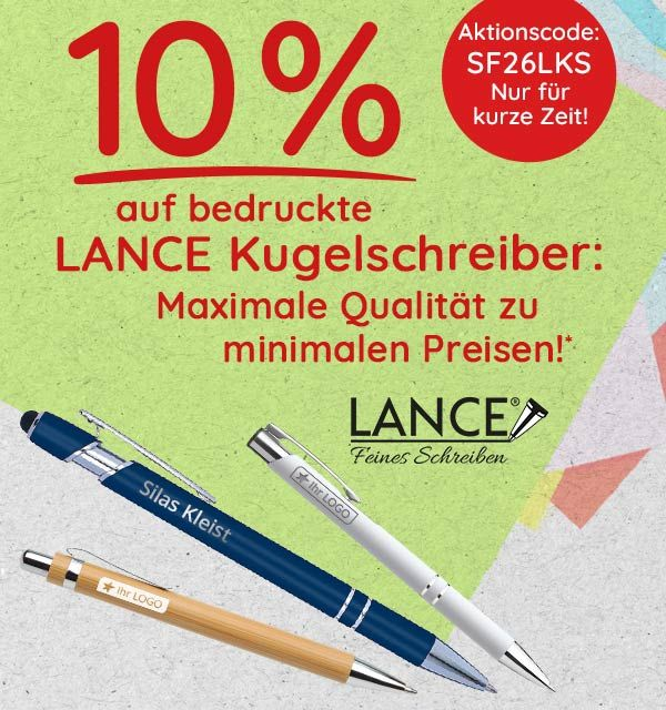  10 % Rabatt aus LANCE Kugelschreiber sichern!
