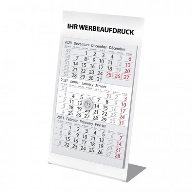Edelstahl 2-Jahres-Tischkalender 2020/2021, Weiß Edelstahl 2-Jahres-Tischkalender 2020/2021, Weiß