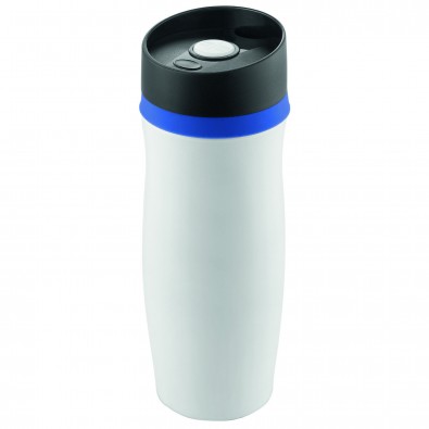 Vakuum-Thermobecher Metall, Weiß/Blau Vakuum-Thermobecher Metall, Weiß/Blau